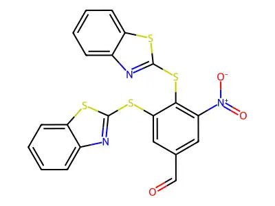 3,4-Bis(1,3-benzothiazol-2-ylsulfanyl)-5-nitrobenzaldehyde structure