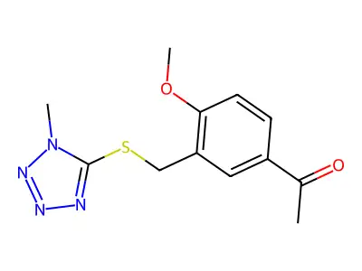 1-(4-methoxy-3-{[(1-methyl-1H-tetrazol-5-yl)thio]methyl}phenyl)ethanone structure