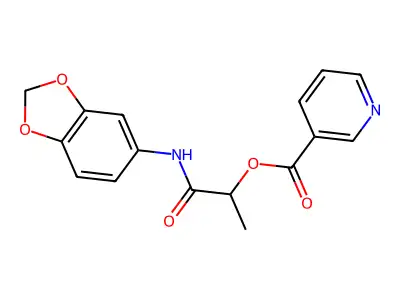 [1-(1,3-Benzodioxol-5-ylamino)-1-oxopropan-2-yl] pyridine-3-carboxylate structure