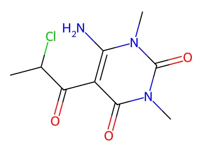 6-amino-5-(2-chloropropanoyl)-1,3-dimethylpyrimidine-2,4(1H,3H)-dione structure