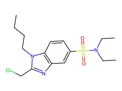 1-butyl-2-(chloromethyl)-N,N-diethyl-1H-benzimidazole-5-sulfonamide structure