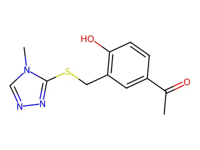 1-(4-hydroxy-3-{[(4-methyl-4H-1,2,4-triazol-3-yl)thio]methyl}phenyl)ethanone structure