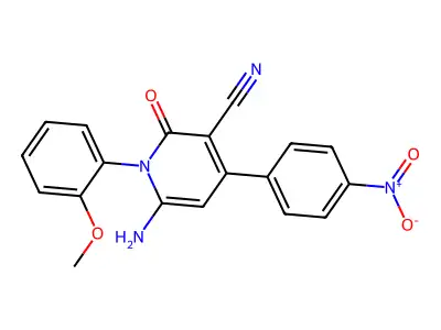 6-Amino-1,2-dihydro-1-(2-methoxyphenyl)-4-(4-nitrophenyl)-2-oxo-3-pyridinecarbonitrile structure