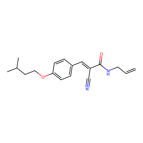 2-cyano-3-[4-(3-methylbutoxy)phenyl]-N-(prop-2-en-1-yl)prop-2-enamide structure