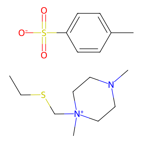 1-(Ethylsulfanylmethyl)-1,4-dimethylpiperazin-1-ium;4-methylbenzenesulfonate structure