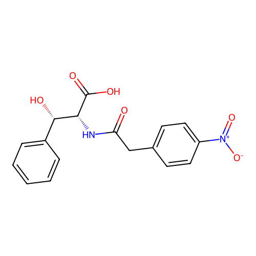 (betaS)-beta-Hydroxy-N-[(4-nitrophenyl)acetyl]-D-phenylalanine structure