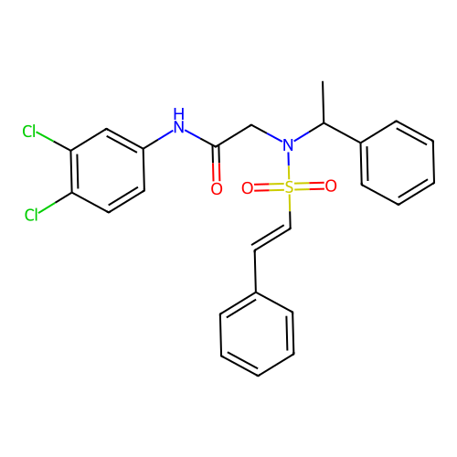 N-(3,4-dichlorophenyl)-2-[N-(1-phenylethyl)-2-phenylethenesulfonamido]acetamide structure