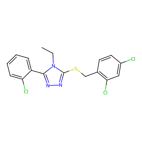 5-[(2,4-Dichlorophenyl)methylthio]-3-(2-chlorophenyl)-4-ethyl-1,2,4-triazole structure