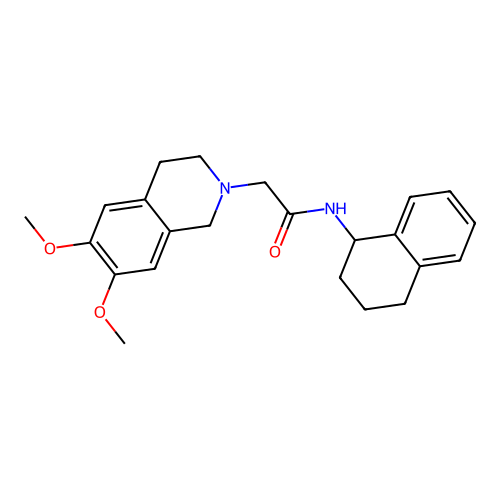 2-(6,7-dimethoxy-3,4-dihydro-1H-isoquinolin-2-yl)-N-(1,2,3,4-tetrahydronaphthalen-1-yl)acetamide structure