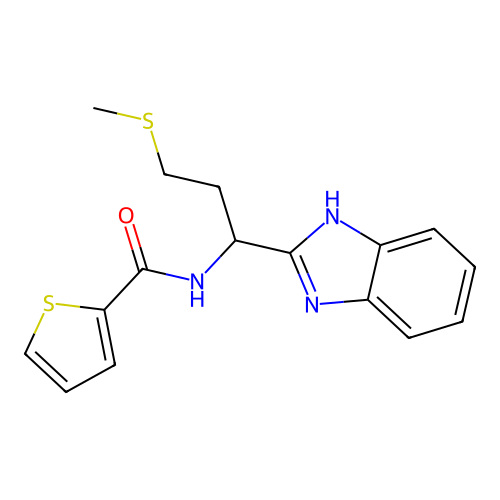 N-[1-(1H-benzimidazol-2-yl)-3-(methylsulfanyl)propyl]thiophene-2-carboxamide structure