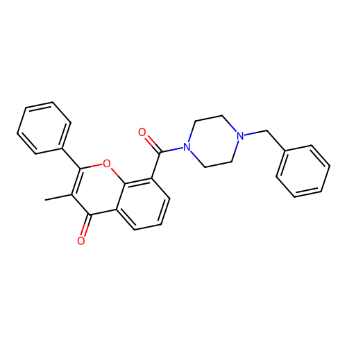 8-(4-benzylpiperazine-1-carbonyl)-3-methyl-2-phenyl-4H-chromen-4-one structure