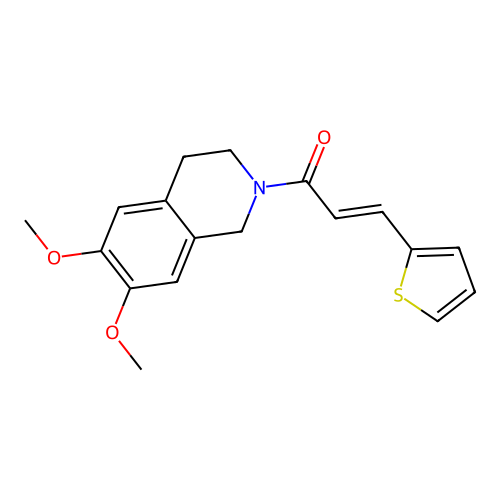 (E)-1-(6,7-dimethoxy-3,4-dihydroisoquinolin-2(1H)-yl)-3-(thiophen-2-yl)prop-2-en-1-one structure