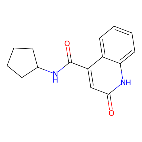 N-cyclopentyl-2-hydroxy-4-quinolinecarboxamide structure
