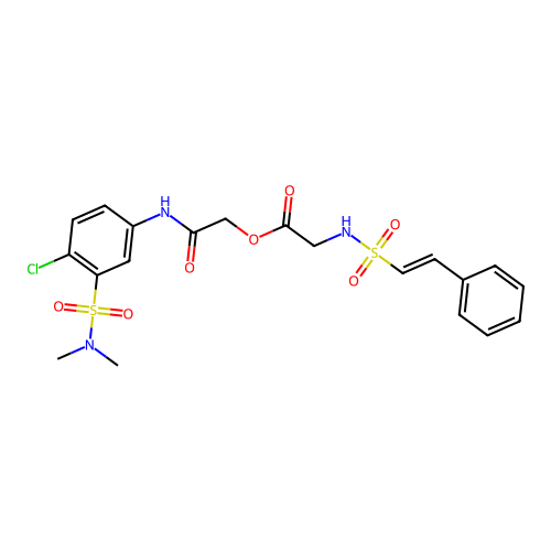 [2-[4-chloro-3-(dimethylsulfamoyl)anilino]-2-oxoethyl] 2-[[(E)-2-phenylethenyl]sulfonylamino]acetate structure