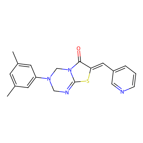 (7Z)-3-(3,5-dimethylphenyl)-7-(pyridin-3-ylmethylidene)-3,4-dihydro-2H-[1,3]thiazolo[3,2-a][1,3,5]triazin-6(7H)-one structure