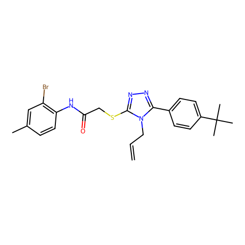 N-(2-bromo-4-methylphenyl)-2-{[5-(4-tert-butylphenyl)-4-(prop-2-en-1-yl)-4H-1,2,4-triazol-3-yl]sulfanyl}acetamide structure