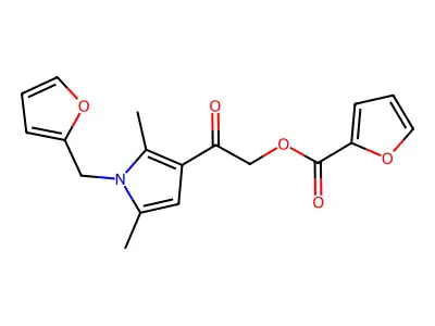 [2-[1-(furan-2-ylmethyl)-2,5-dimethylpyrrol-3-yl]-2-oxoethyl] furan-2-carboxylate structure