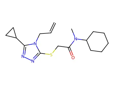 N-cyclohexyl-2-[(5-cyclopropyl-4-prop-2-enyl-1,2,4-triazol-3-yl)sulfanyl]-N-methylacetamide structure