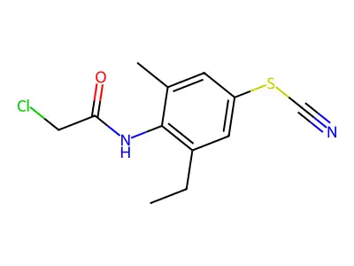 2-chloro-N-(4-(cyanosulfanyl)-2-ethyl-6-methylphenyl)acetamide structure