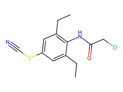2-chloro-N-[4-(cyanosulfanyl)-2,6-diethylphenyl]acetamide structure