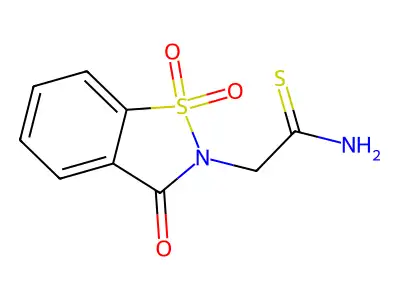 2-(1,1-dioxido-3-oxo-1,2-benzisothiazol-2(3H)-yl)ethanethioamide structure