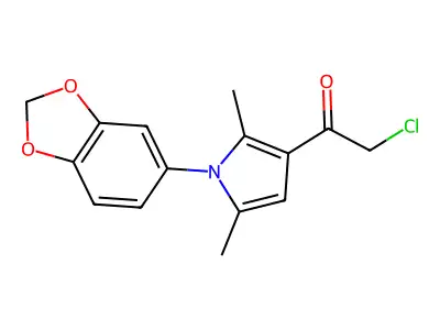1-[1-(2H-1,3-benzodioxol-5-yl)-2,5-dimethyl-1H-pyrrol-3-yl]-2-chloroethan-1-one structure