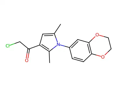 2-chloro-1-[1-(2,3-dihydro-1,4-benzodioxin-6-yl)-2,5-dimethyl-1H-pyrrol-3-yl]ethanone structure