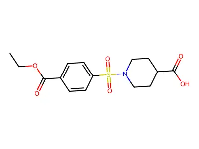 1-(4-(Ethoxycarbonyl)benzenesulfonyl)piperidine-4-carboxylic acid structure