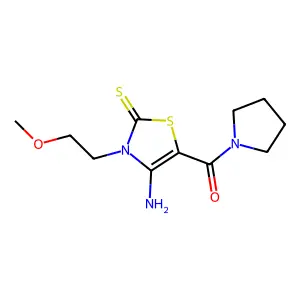 [4-amino-3-(2-methoxyethyl)-2-thioxo-2,3-dihydro-1,3-thiazol-5-yl](pyrrolidin-1-yl)methanone structure