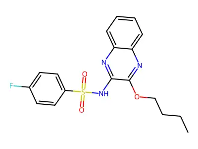 N-(3-butoxyquinoxalin-2-yl)-4-fluorobenzene-1-sulfonamide structure