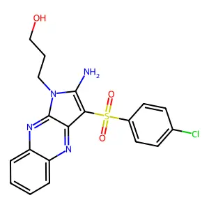 3-{2-amino-3-[(4-chlorophenyl)sulfonyl]-1H-pyrrolo[2,3-b]quinoxalin-1-yl}propan-1-ol structure