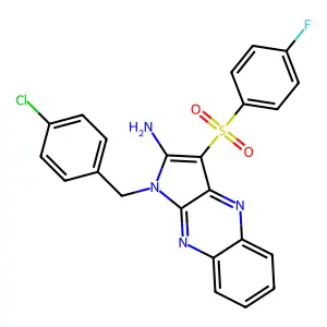 1-(4-chlorobenzyl)-3-[(4-fluorophenyl)sulfonyl]-1H-pyrrolo[2,3-b]quinoxalin-2-amine structure