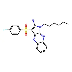 3-[(4-fluorophenyl)sulfonyl]-1-hexyl-1H-pyrrolo[2,3-b]quinoxalin-2-amine structure