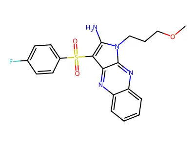 3-((4-fluorophenyl)sulfonyl)-1-(3-methoxypropyl)-1H-pyrrolo[2,3-b]quinoxalin-2-amine structure