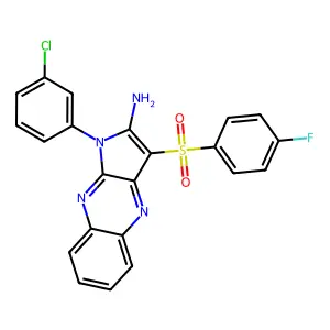 1-(3-chlorophenyl)-3-((4-fluorophenyl)sulfonyl)-1H-pyrrolo[2,3-b]quinoxalin-2-amine structure