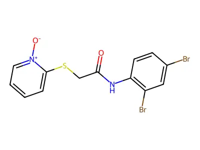 N-(2,4-dibromophenyl)-2-(1-oxidopyridin-1-ium-2-yl)sulfanylacetamide structure