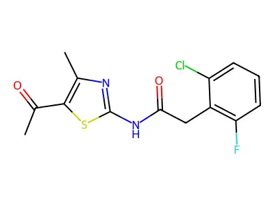 N-(5-acetyl-4-methyl-1,3-thiazol-2-yl)-2-(2-chloro-6-fluorophenyl)acetamide structure
