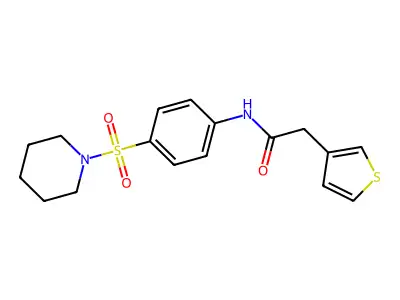 N-[4-(piperidine-1-sulfonyl)phenyl]-2-(thiophen-3-yl)acetamide structure