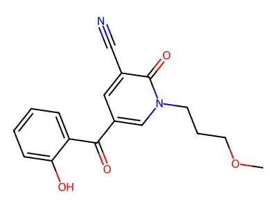 5-(2-hydroxybenzoyl)-1-(3-methoxypropyl)-2-oxo-1,2-dihydropyridine-3-carbonitrile structure