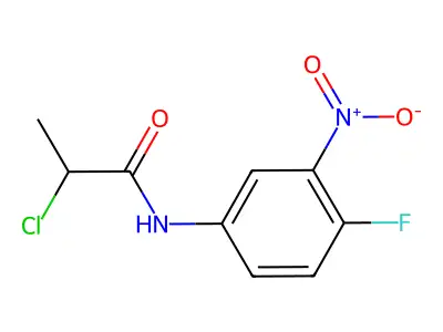 2-chloro-N-(4-fluoro-3-nitrophenyl)propanamide structure