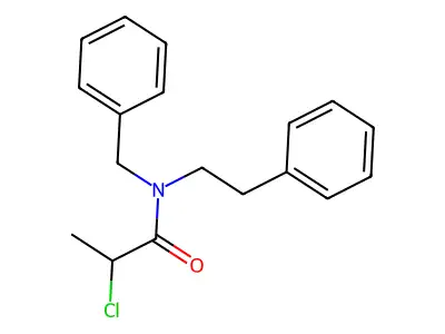 N-benzyl-2-chloro-N-(2-phenylethyl)propanamide structure