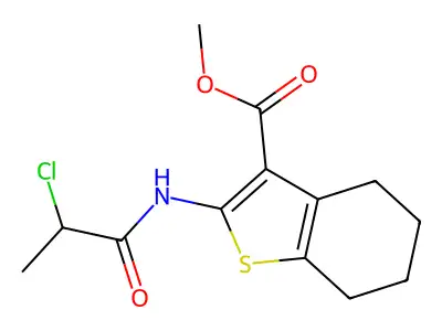 methyl 2-[(2-chloropropanoyl)amino]-4,5,6,7-tetrahydro-1-benzothiophene-3-carboxylate structure