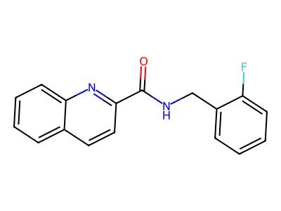 N-[(2-fluorophenyl)methyl]quinoline-2-carboxamide structure