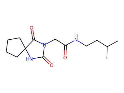 2-(2,4-dioxo-1,3-diazaspiro[4.4]non-3-yl)-N-(3-methylbutyl)acetamide structure