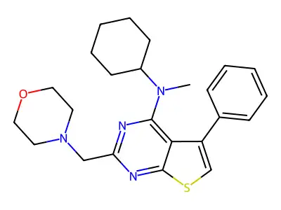 N-cyclohexyl-N-methyl-2-(morpholin-4-ylmethyl)-5-phenylthieno[2,3-d]pyrimidin-4-amine structure