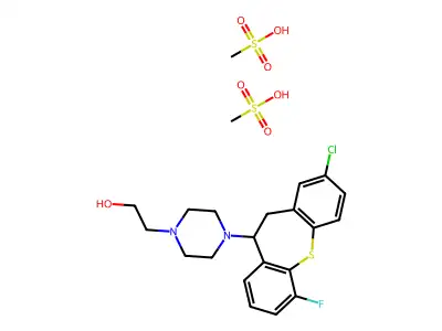 1-Piperazineethanol, 4-(2-chloro-10,11-dihydro-6-fluorodibenzo(b,f)thiepin-10-yl)-, dimethanesulfonate (salt) structure