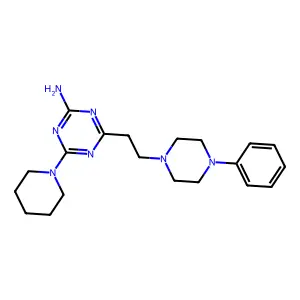 1,3,5-Triazin-2-amine, 4-(2-(4-phenyl-1-piperazinyl)ethyl)-6-(1-piperidinyl)- structure