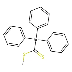 Stannanecarbodithioic acid, triphenyl-, methyl ester structure