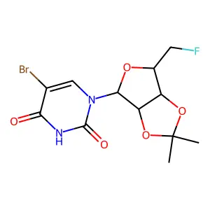 5-Bromo-1-[5-deoxy-5-fluoro-2,3-O-(1-methylethylidene)pentofuranosyl]-4-hydroxypyrimidin-2(1H)-one structure