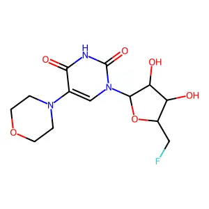 1-[5-(fluoromethyl)-3,4-dihydroxyoxolan-2-yl]-5-morpholin-4-ylpyrimidine-2,4-dione structure